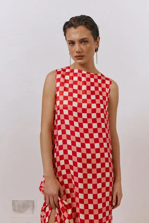 MidiMaxi Dresses Women VRG GRL Sacha Smock Midi Dress Check MidiMaxi Dresses Women VRG GRL Sacha Smock Midi Dress Check