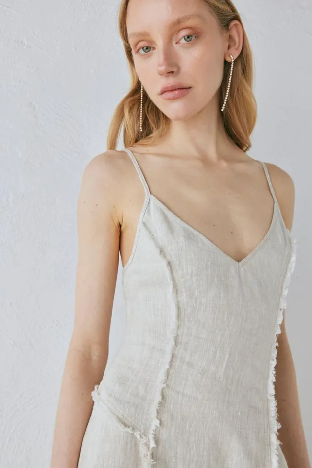 MidiMaxi Dresses Women VRG GRL Thea Linen Maxi Dress Natural MidiMaxi Dresses Women VRG GRL Thea Linen Maxi Dress Natural