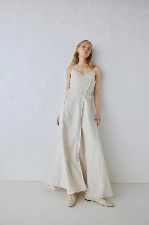 MidiMaxi Dresses Women VRG GRL Thea Linen Maxi Dress Natural MidiMaxi Dresses Women VRG GRL Thea Linen Maxi Dress Natural