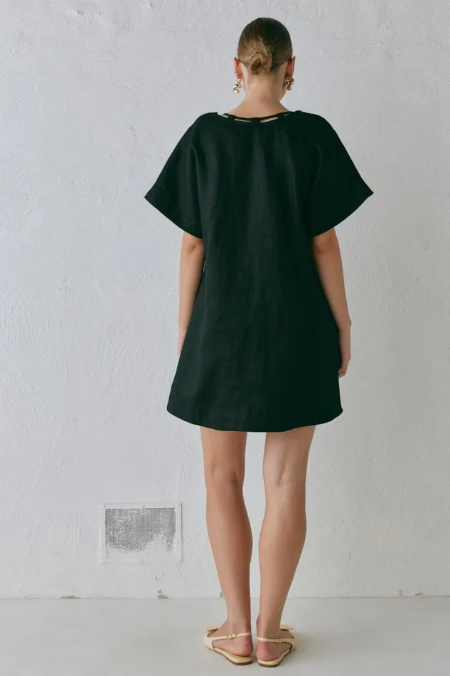 Mini Dresses Women VRG GRL Nellie Linen Mini Dress Black Mini Dresses Women VRG GRL Nellie Linen Mini Dress Black