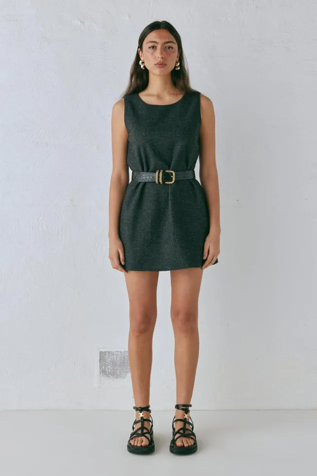 Mini Dresses Women VRG GRL Vale Mini Dress Charcoal