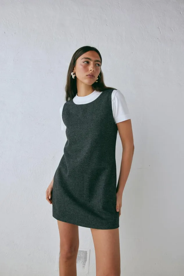 Mini Dresses Women VRG GRL Vale Mini Dress Charcoal Mini Dresses Women VRG GRL Vale Mini Dress Charcoal