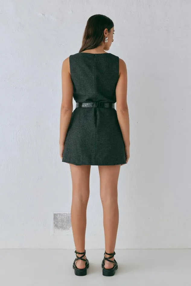 Mini Dresses Women VRG GRL Vale Mini Dress Charcoal Mini Dresses Women VRG GRL Vale Mini Dress Charcoal