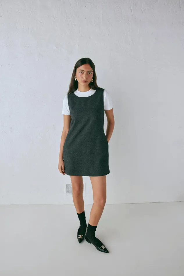 Mini Dresses Women VRG GRL Vale Mini Dress Charcoal Mini Dresses Women VRG GRL Vale Mini Dress Charcoal