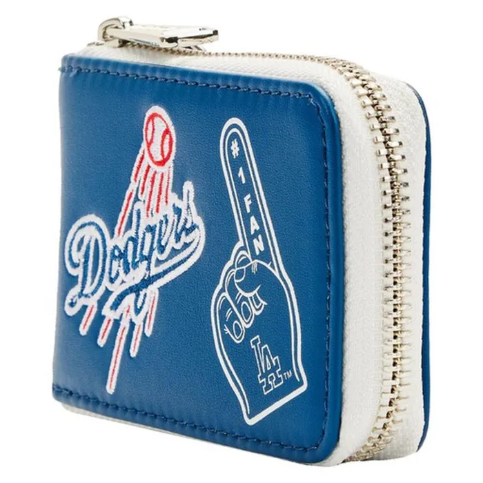 MLB LA Dodgers Patches Accordion Zip Around Wallet Unisex Loungefly Bags and Wallets