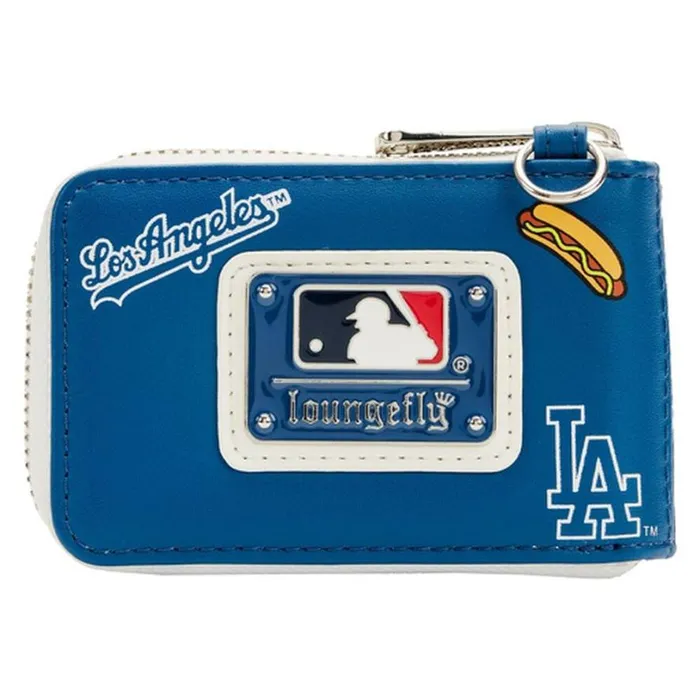 MLB LA Dodgers Patches Accordion Zip Around Wallet Unisex Loungefly Bags and Wallets