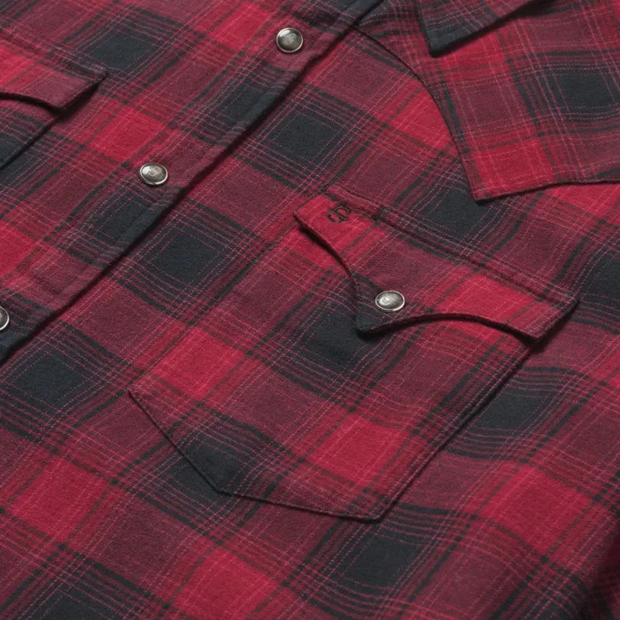 Modern Cut Men Stetson Brushed Twill Plaid Shirt Black