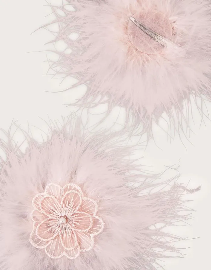 Monsoon 2Pack Floral Fluffy Clips Children Girls039 Hair Accessories Monsoon 2Pack Floral Fluffy Clips Children Girls039 Hair Accessories