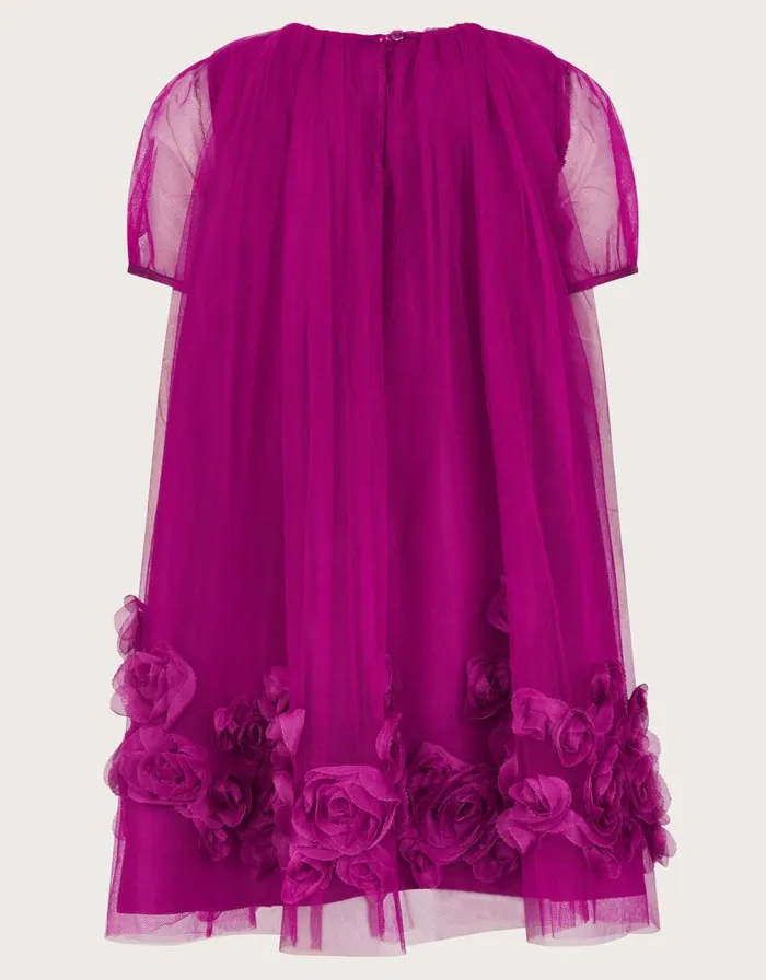 Monsoon 3D Rose ALine Dress Pink Children Dresses Monsoon 3D Rose ALine Dress Pink Children Dresses