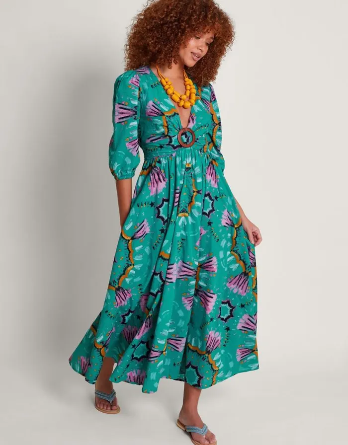 Monsoon Allegra Ring Dress Teal Women Beachwear and Swimwear