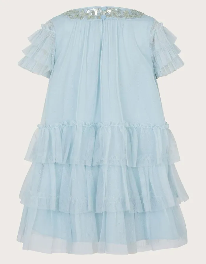 Monsoon Baby Alexandra Ruffle Dress Blue Children Dresses Monsoon Baby Alexandra Ruffle Dress Blue Children Dresses