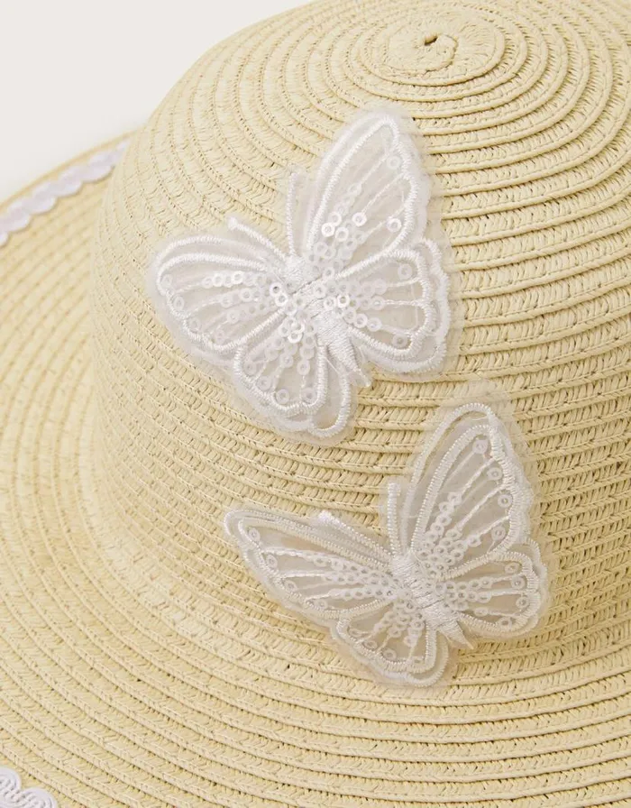 Monsoon Baby Butterfly Floppy Hat Natural Children Hats and Sunglasses Monsoon Baby Butterfly Floppy Hat Natural Children Hats and Sunglasses