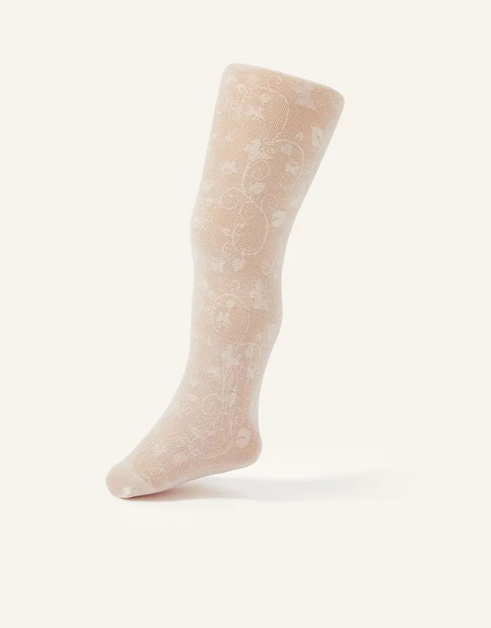 Monsoon Baby Butterfly Lace Tights White Children Partywear