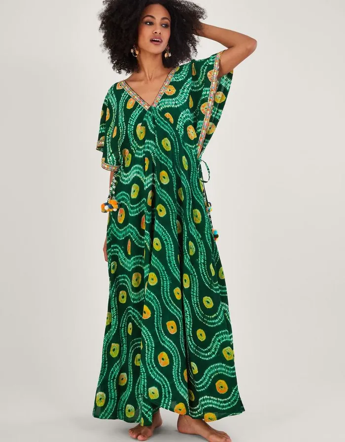 Monsoon Bandhani Tie Dye Dress With LENZING ECOVERO Green Women Casualwear