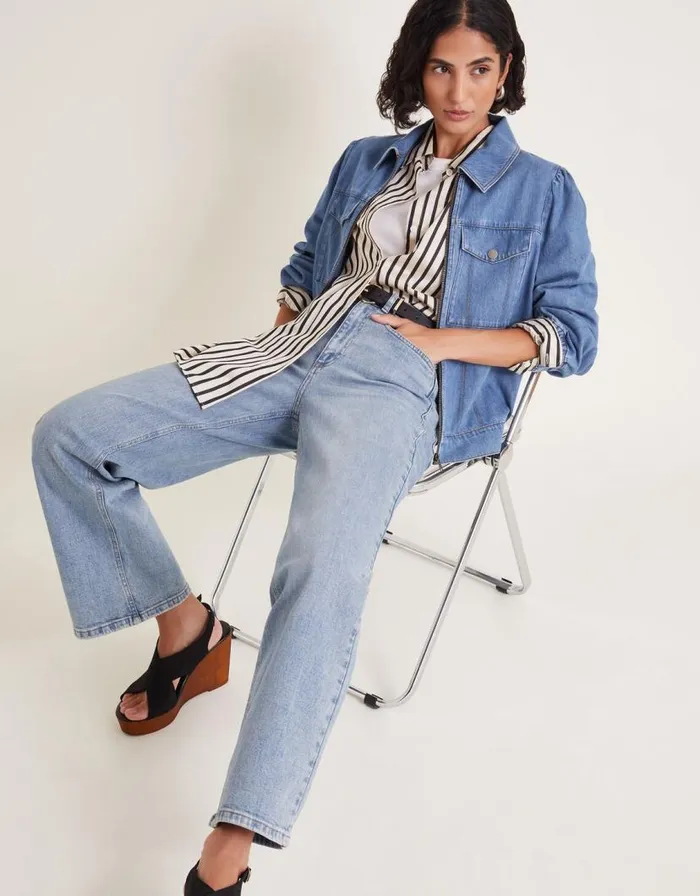 Monsoon Billie Denim Bomber Jacket Blue Women Casualwear Monsoon Billie Denim Bomber Jacket Blue Women Casualwear