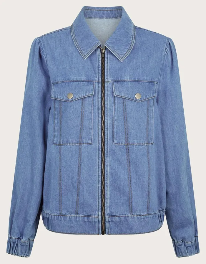 Monsoon Billie Denim Bomber Jacket Blue Women Casualwear Monsoon Billie Denim Bomber Jacket Blue Women Casualwear
