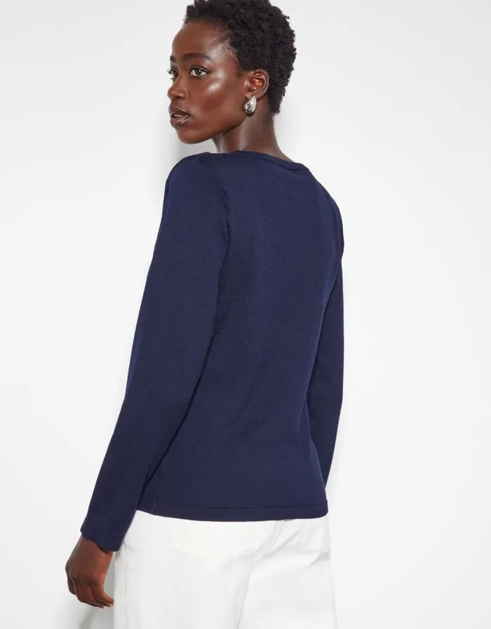 Monsoon Blythe Asymmetrical Button Jumper Blue Women Knitwear