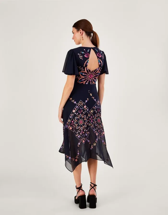 Monsoon Brittany Embroidered Dress In Recycled Polyester Blue Women Occasion Dresses Monsoon Brittany Embroidered Dress In Recycled Polyester Blue Women Occasion Dresses