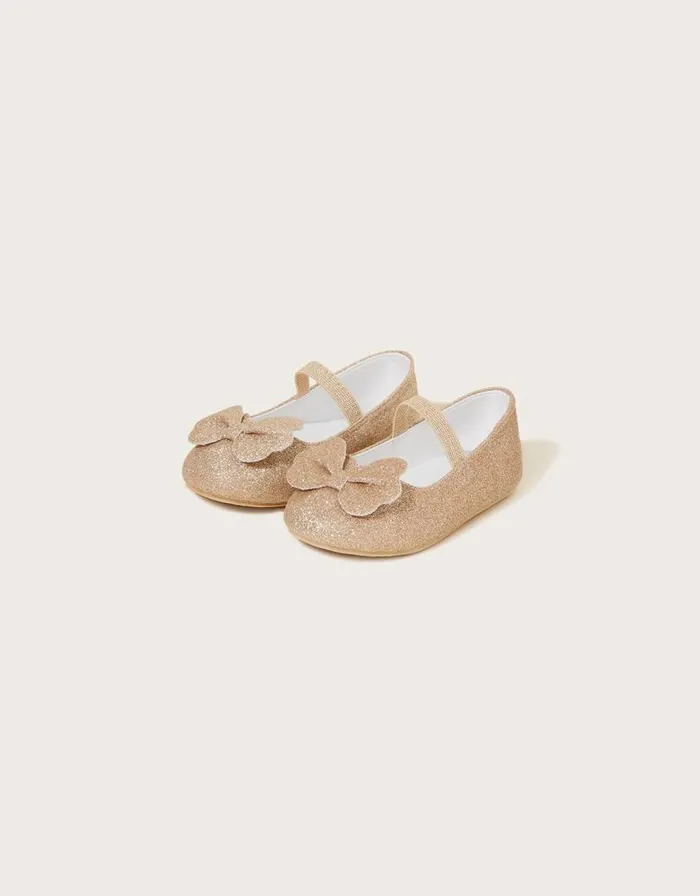 Monsoon Butterfly Walker Shoes Gold Children Partywear