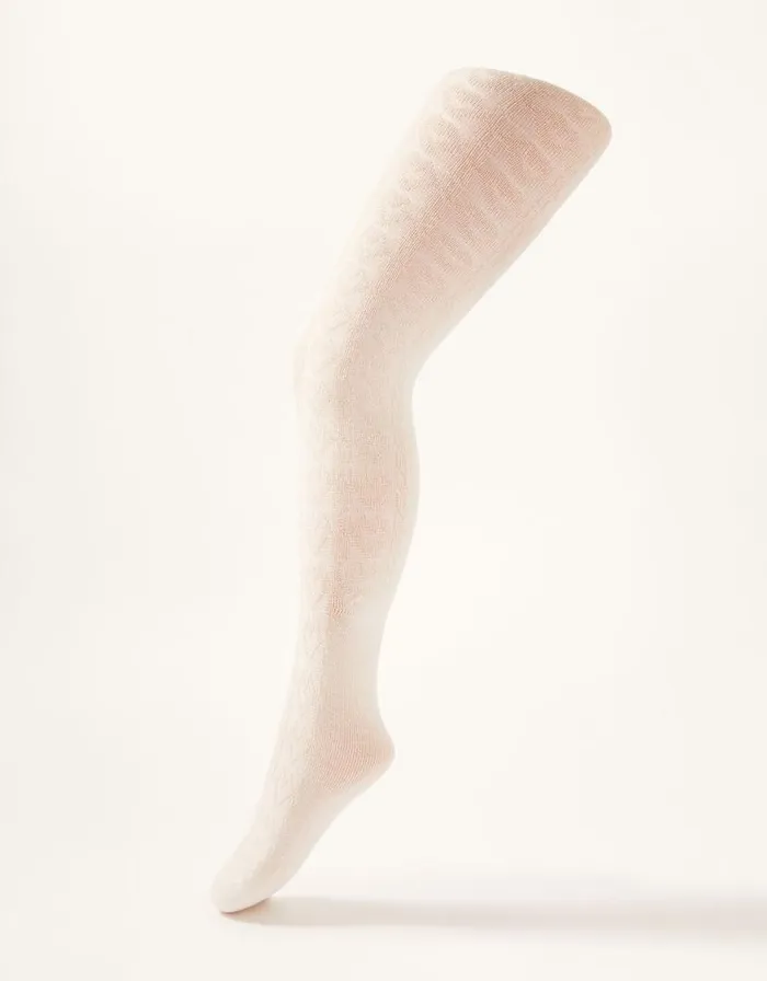 Monsoon Cable Knit Tights With Natural Bamboo Fibres Ivory Children Partywear