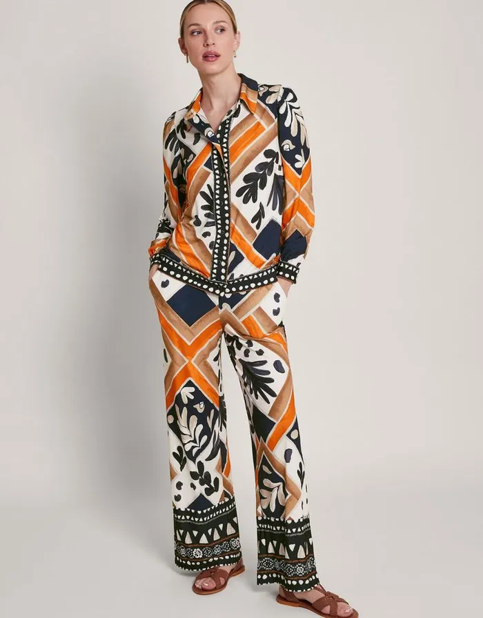 Monsoon Cadenza Print Jersey Shirt Black Women Tops and Blouses