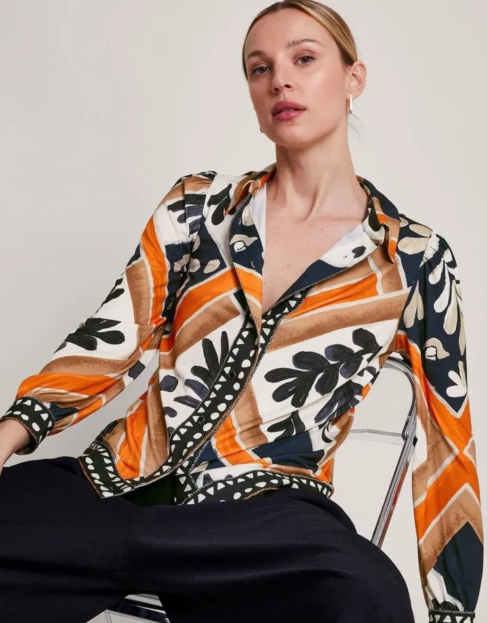 Monsoon Cadenza Print Jersey Shirt Black Women Tops and Blouses Monsoon Cadenza Print Jersey Shirt Black Women Tops and Blouses