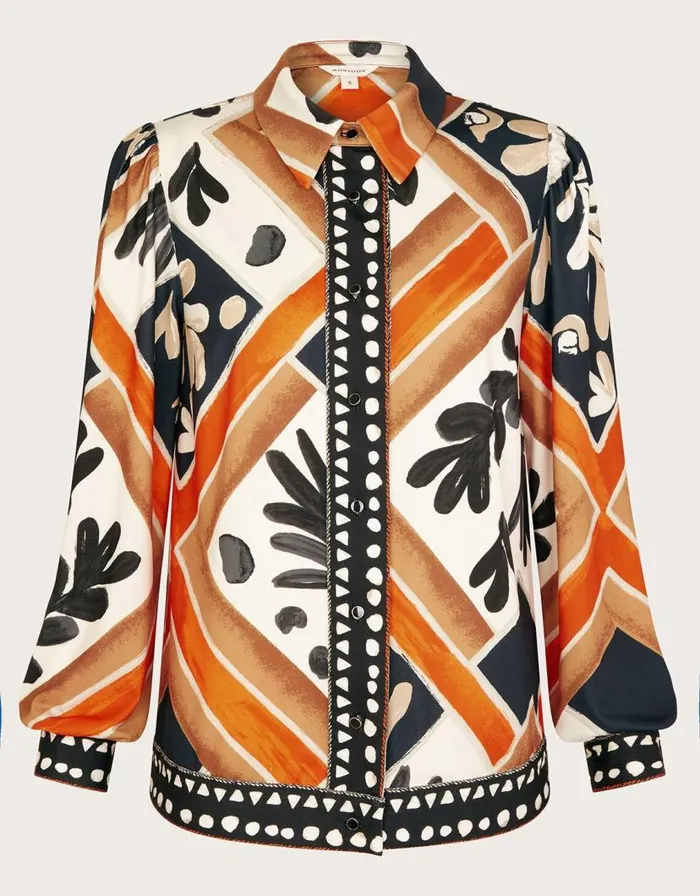 Monsoon Cadenza Print Jersey Shirt Black Women Tops and Blouses Monsoon Cadenza Print Jersey Shirt Black Women Tops and Blouses