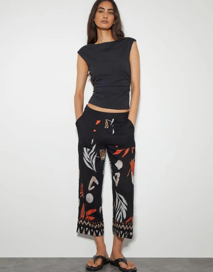 Monsoon Carlotta Crop Trousers Black Women Trousers and Jeans
