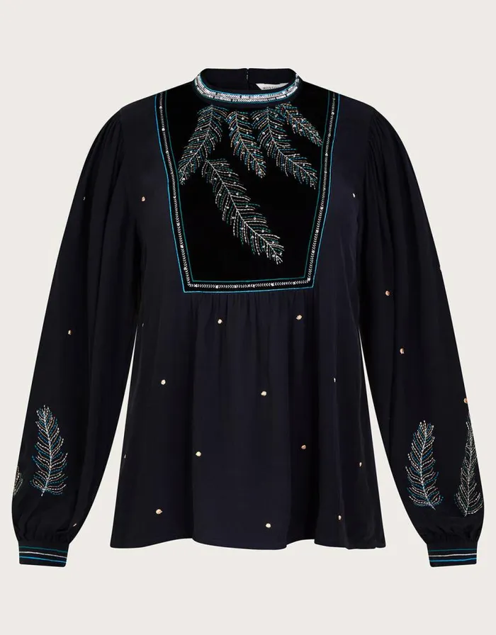 Monsoon Casey Embroidered Blouse Black Women Tops and Blouses Monsoon Casey Embroidered Blouse Black Women Tops and Blouses