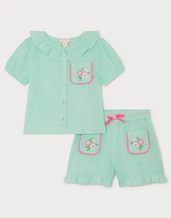 Monsoon Cheesecloth Pyjama Set Green Children Pyjamas Dressing Gowns and Slippers Monsoon Cheesecloth Pyjama Set Green Children Pyjamas Dressing Gowns and Slippers