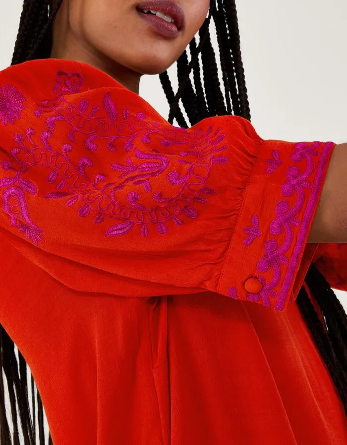 Monsoon Chrissy Embroidered Tunic Dress Orange Women Embroidered Dresses Monsoon Chrissy Embroidered Tunic Dress Orange Women Embroidered Dresses