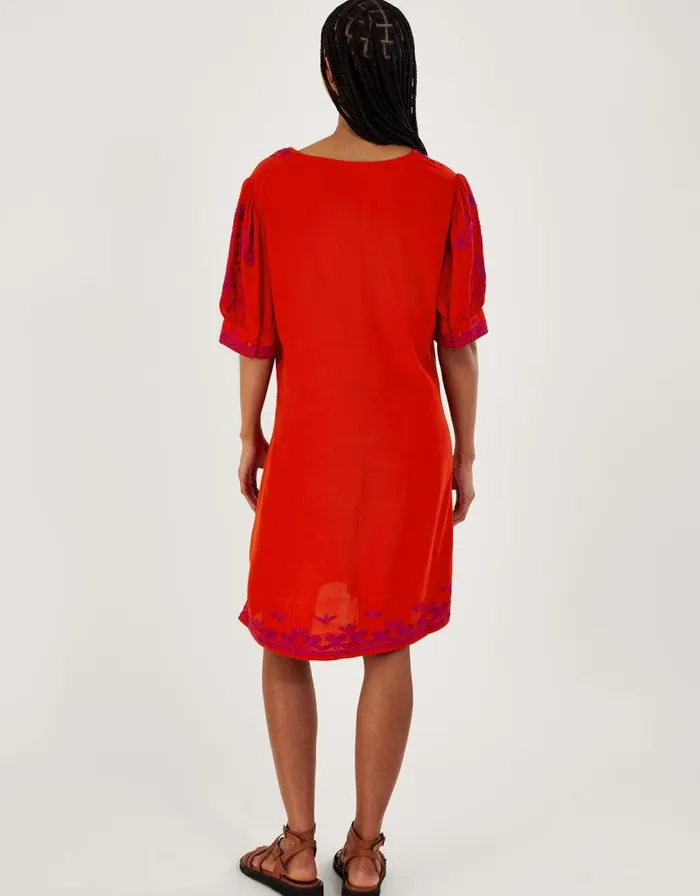 Monsoon Chrissy Embroidered Tunic Dress Orange Women Embroidered Dresses Monsoon Chrissy Embroidered Tunic Dress Orange Women Embroidered Dresses