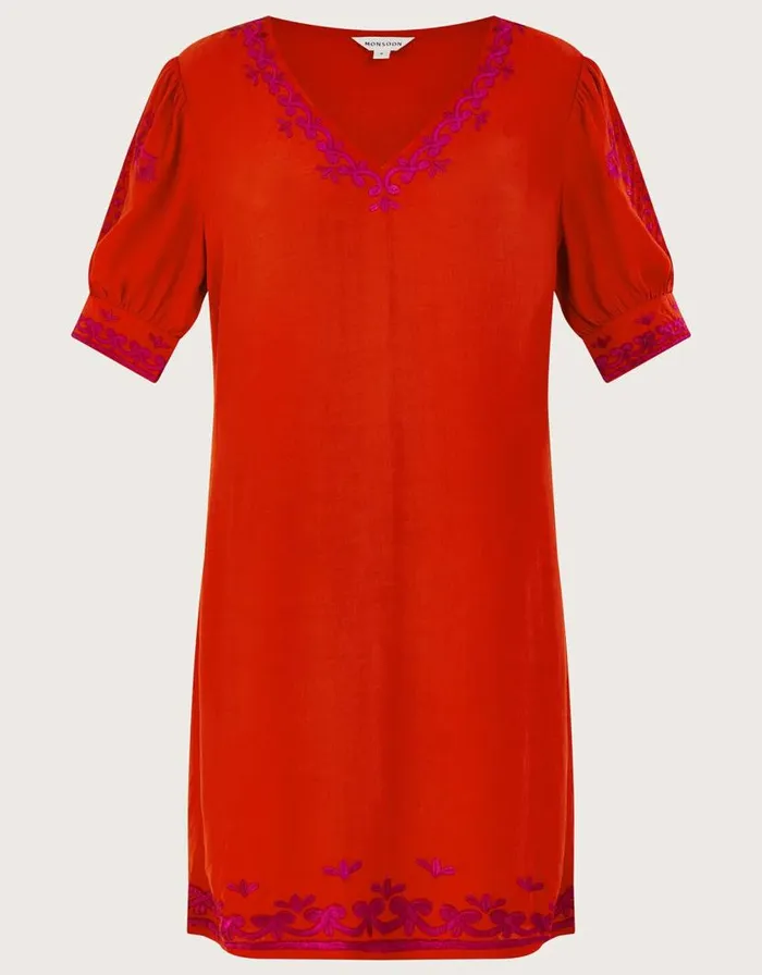 Monsoon Chrissy Embroidered Tunic Dress Orange Women Embroidered Dresses Monsoon Chrissy Embroidered Tunic Dress Orange Women Embroidered Dresses