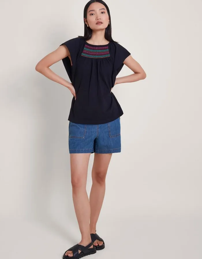 Monsoon Cleo Stitch Top Black Women Tops and Blouses Monsoon Cleo Stitch Top Black Women Tops and Blouses