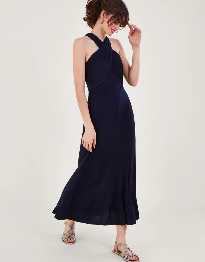 Monsoon Clo Crossover Maxi Dress Blue Women Occasionwear Monsoon Clo Crossover Maxi Dress Blue Women Occasionwear