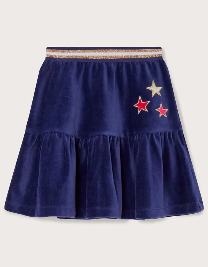Monsoon Cosmic Velour Skirt Blue Children Skirts
