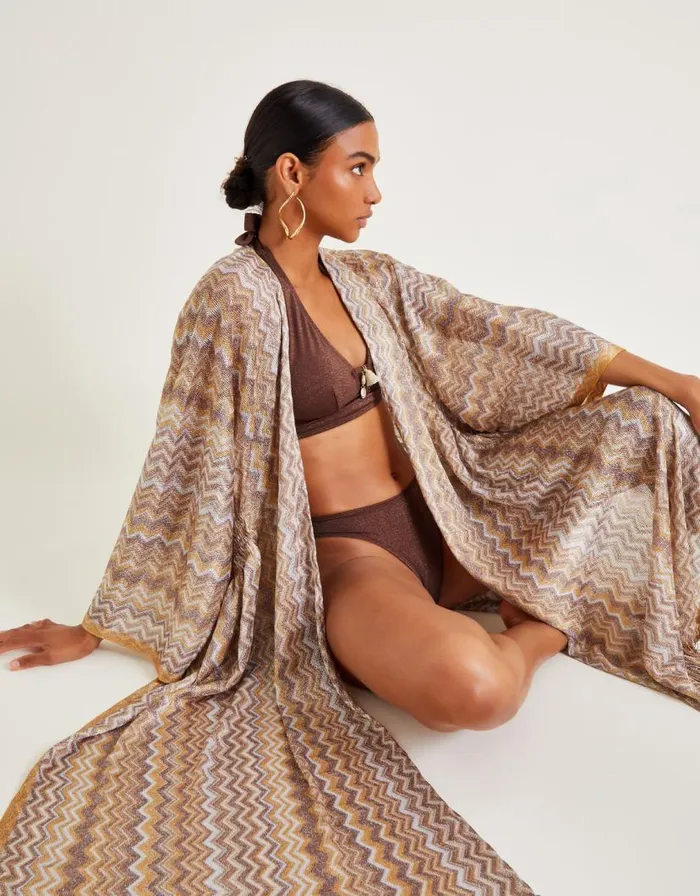 Monsoon Crochet Stripe Kaftan Natural Women Kaftans and Kimonos Monsoon Crochet Stripe Kaftan Natural Women Kaftans and Kimonos
