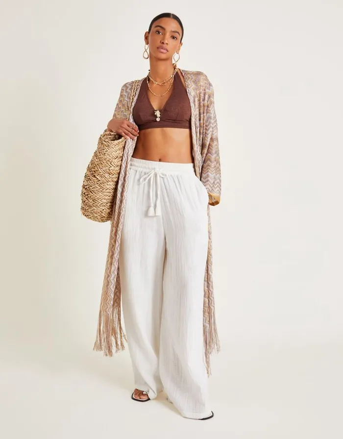 Monsoon Crochet Stripe Kaftan Natural Women Kaftans and Kimonos Monsoon Crochet Stripe Kaftan Natural Women Kaftans and Kimonos