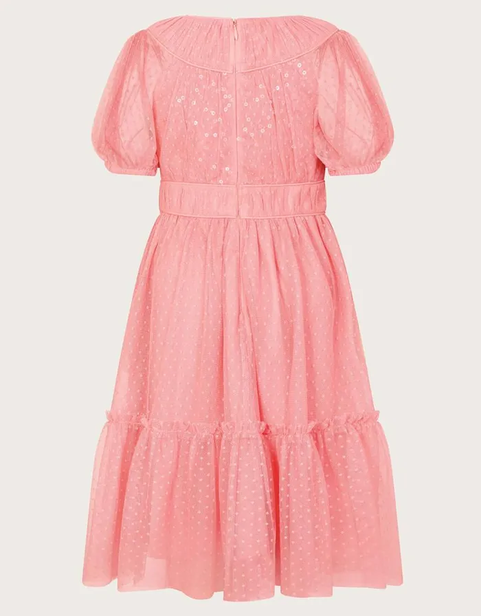 Monsoon Darcy Sequin Gathered Dress Orange Children Dresses Monsoon Darcy Sequin Gathered Dress Orange Children Dresses