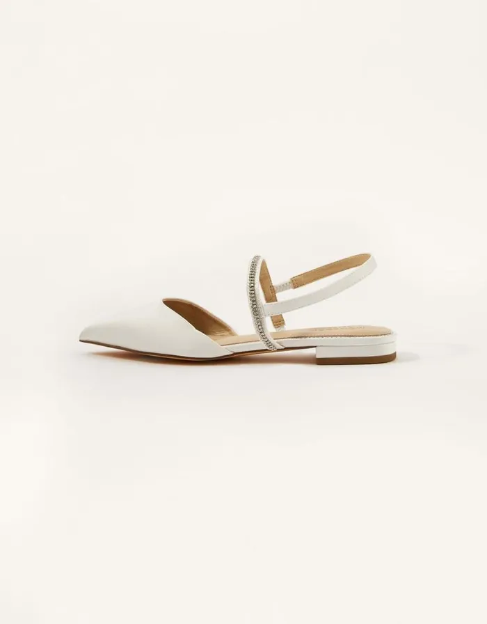 Monsoon Diamante Trim Flat Bridal Shoes Ivory Women Flats Monsoon Diamante Trim Flat Bridal Shoes Ivory Women Flats