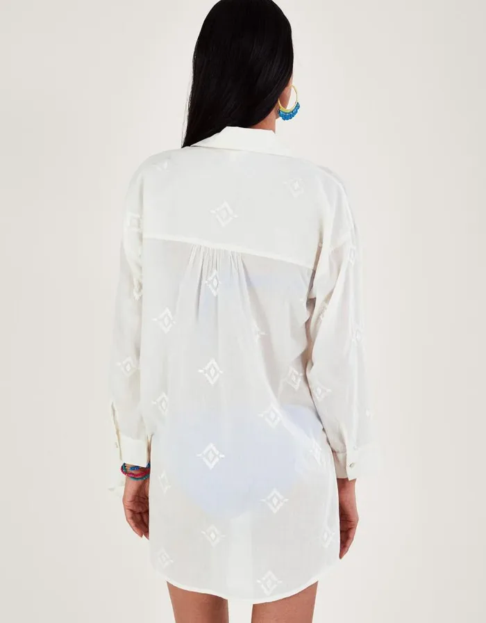 Monsoon Diamond Embroidered Beach Shirt White Women Beachwear and Swimwear Monsoon Diamond Embroidered Beach Shirt White Women Beachwear and Swimwear