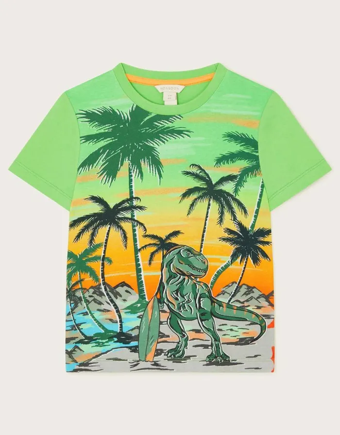 Monsoon Dinosaur Surf TShirt Green Children Tops and Tshirts