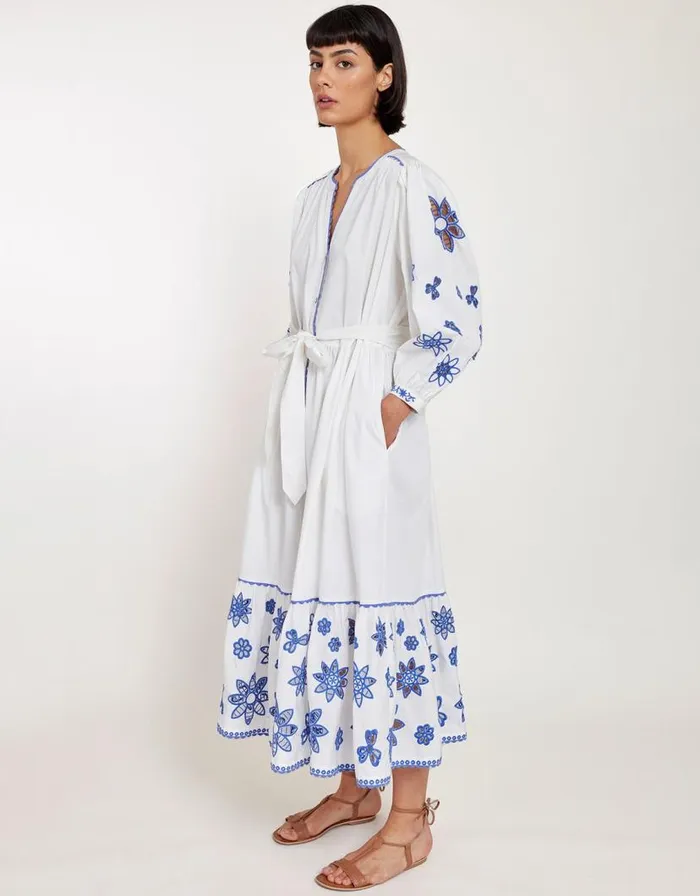 Monsoon East Embroidered Tie Dress White Women Summer Dresses Monsoon East Embroidered Tie Dress White Women Summer Dresses