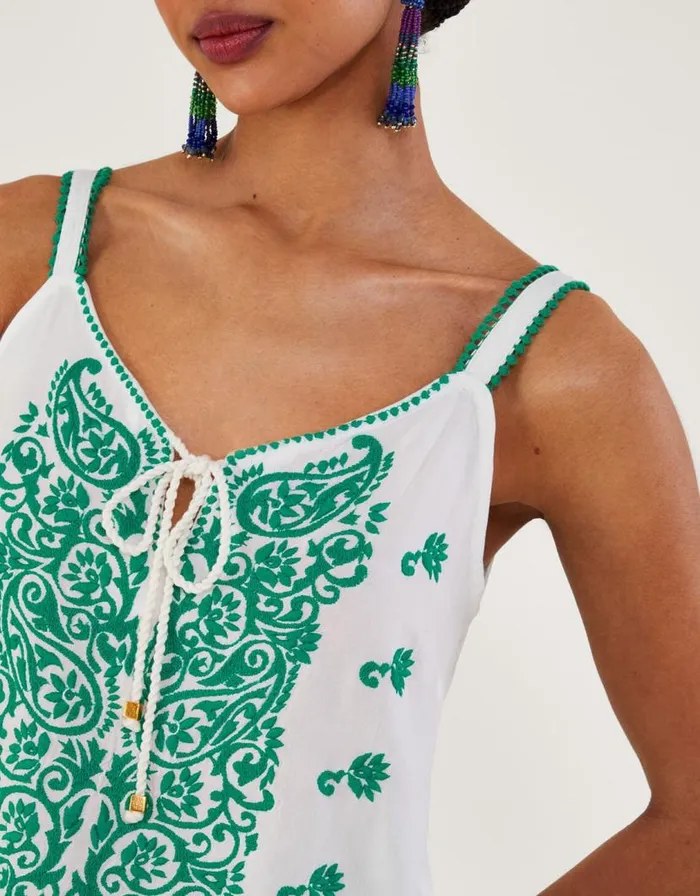 Monsoon Embroidered Cami Top Green Women Tops and Blouses Monsoon Embroidered Cami Top Green Women Tops and Blouses