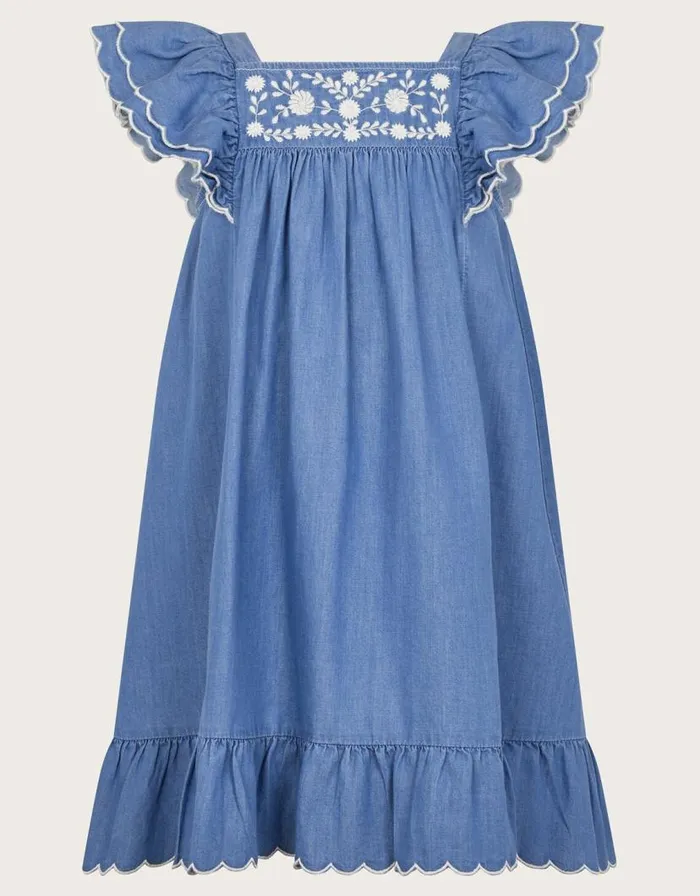 Monsoon Embroidered Chambray Dress Blue Children Dresses Monsoon Embroidered Chambray Dress Blue Children Dresses