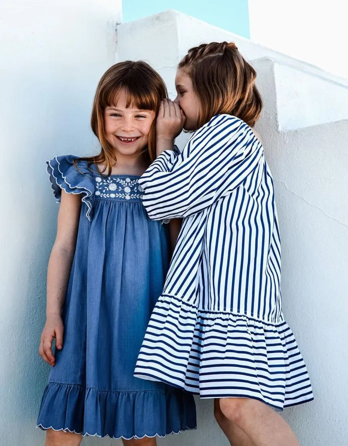 Monsoon Embroidered Chambray Dress Blue Children Dresses Monsoon Embroidered Chambray Dress Blue Children Dresses