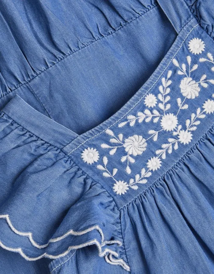 Monsoon Embroidered Chambray Dress Blue Children Dresses Monsoon Embroidered Chambray Dress Blue Children Dresses