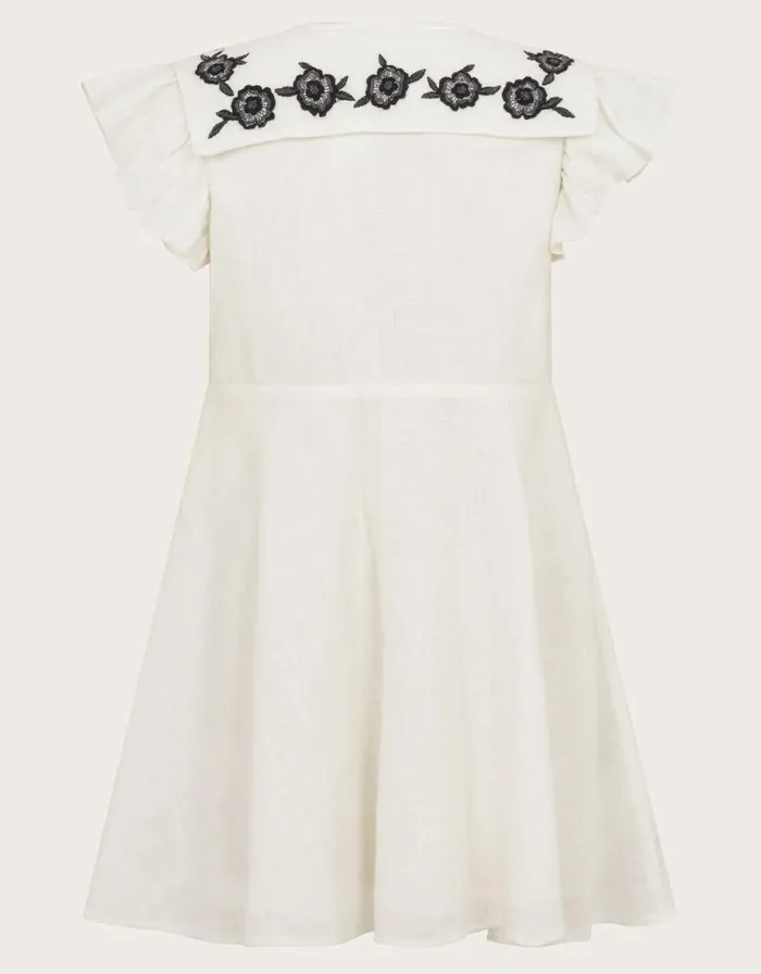 Monsoon Embroidered Square Collar Dress White Children Dresses Monsoon Embroidered Square Collar Dress White Children Dresses