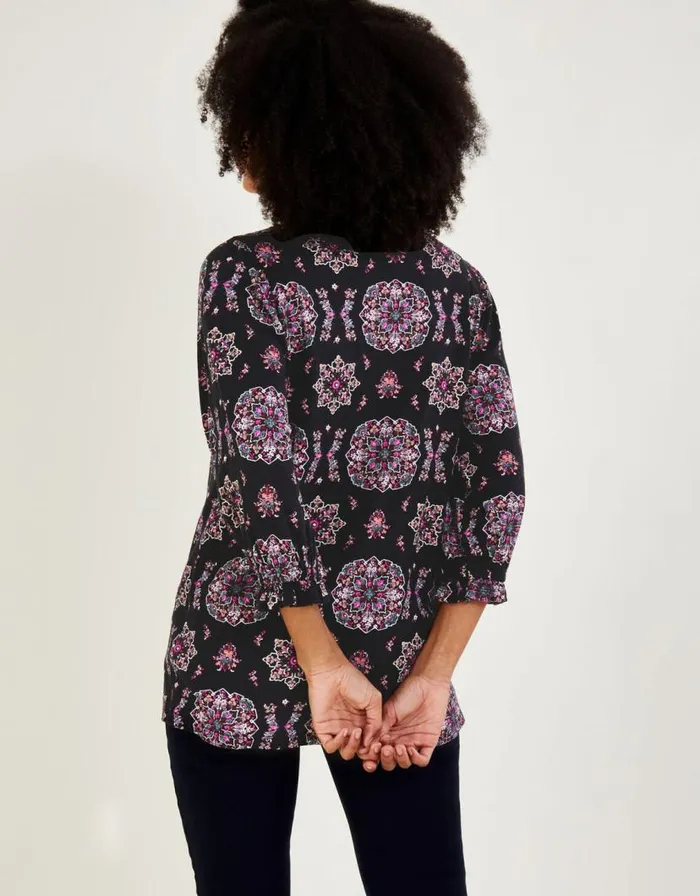 Monsoon Embroidered Tape Pull Over Jersey Top Black Women Tops and Blouses Monsoon Embroidered Tape Pull Over Jersey Top Black Women Tops and Blouses