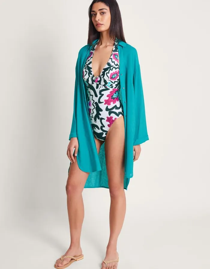 Monsoon Esme Beach Shirt Blue Women Tops and Blouses